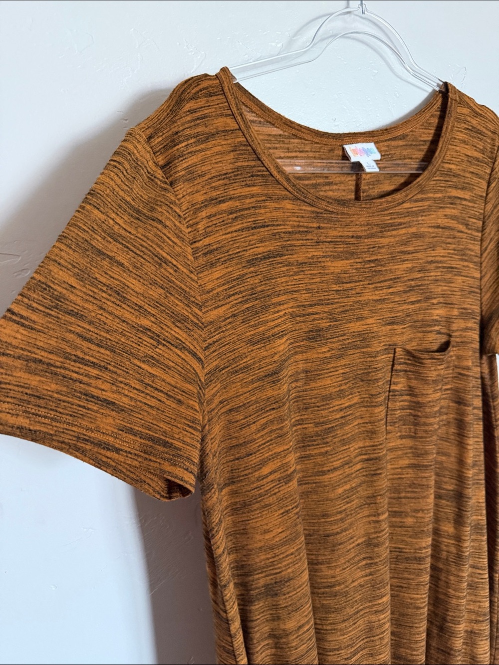 LuLaRoe Midi Pocket Dress in Burnt Orange Heather High-Low Hemline Dress - Picture 3 of 8